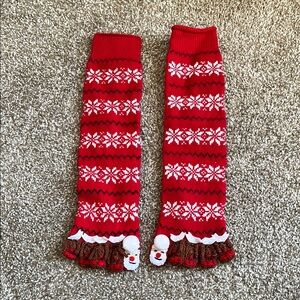 Red Snowflake Santa and Reindeer Toe Socks